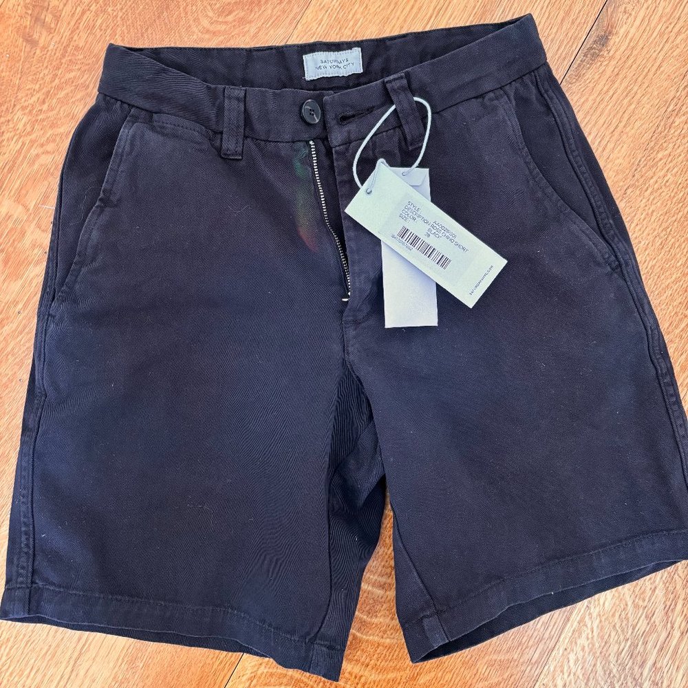 Saturdays NYC Ross Black Cotton Twill Short